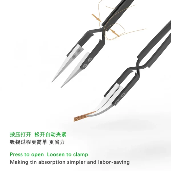 2UUL Pre-Cut Solder Wick Set – 100 x (2.0mm × 25mm) Strips with Anti-Static Ceramic Tweezers - Image 3
