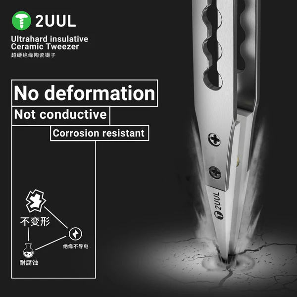 2UUL TW31 Ultra‑Hard Ceramic Tweezers – Insulative, Anti‑Static Precision Tool for PCB & IC Work - Image 4