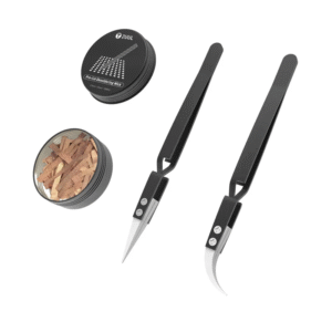 2UUL Pre-Cut Solder Wick Set – 100 x (2.0mm × 25mm) Strips with Anti-Static Ceramic Tweezers
