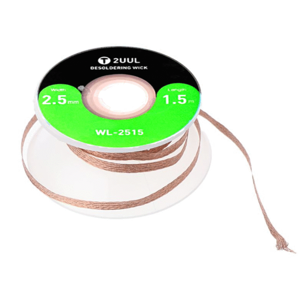 2UUL WL‑2515 Double‑Sided Copper Desoldering Wick – 2.5 mm × 1.5 m for Precision Solder Removal - Image 2