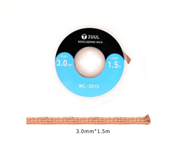 2UUL WL‑3015 Double‑Sided Desoldering Wick – 3.0 mm × 1.5 m Copper Braid for Efficient Solder Removal - Image 3