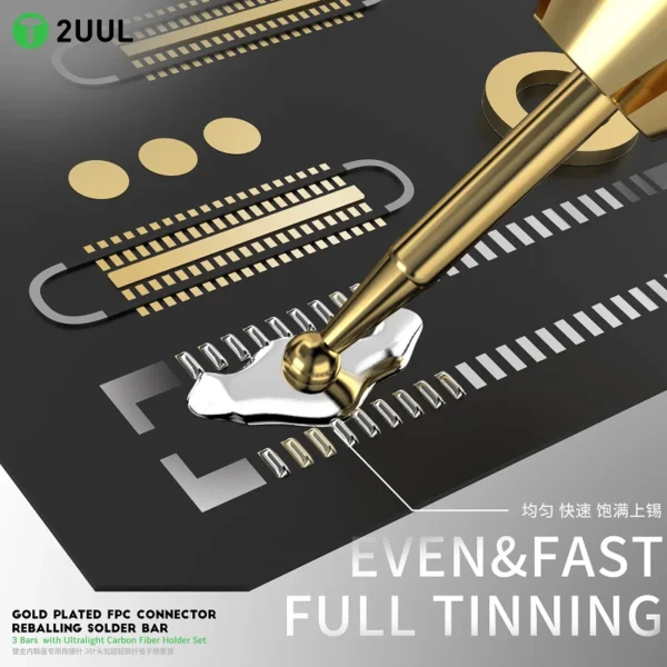 2UUL SC98 Gold-Tipped Reballing Bars with Ultra-Light Carbon Fiber Grip – FPC Connector Repair Kit - Image 2