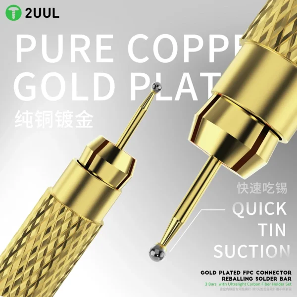 2UUL SC98 Gold-Tipped Reballing Bars with Ultra-Light Carbon Fiber Grip – FPC Connector Repair Kit - Image 4